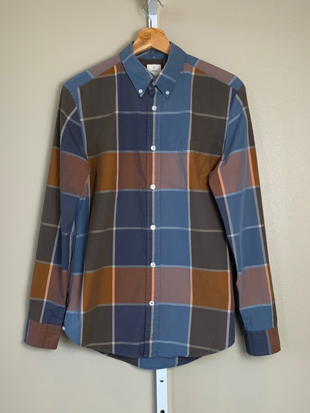 GAP Lived-In Wash Oversized Plaid Button Down Oxford Shirt